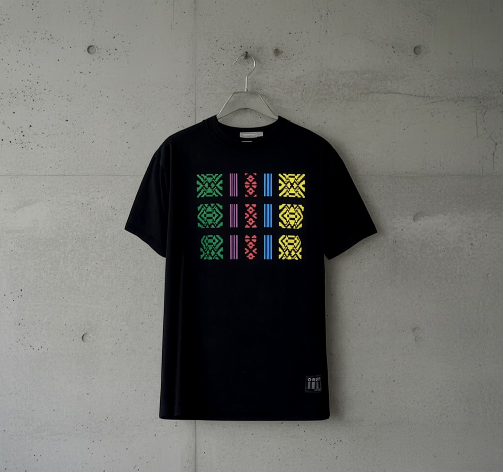 ORISM × 久米繊維工業　日本製 献上柄T-SHIRTS　（黒・カラー）