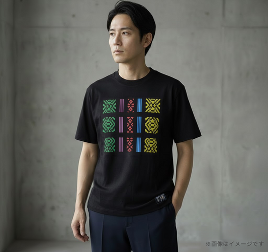 ORISM × 久米繊維工業　日本製 献上柄T-SHIRTS　（黒・カラー）