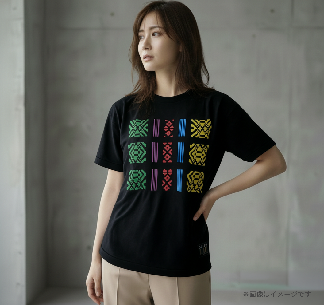 ORISM × 久米繊維工業　日本製 献上柄T-SHIRTS　（黒・カラー）