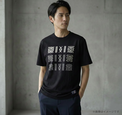 單色日本製造印花圖案T卹（黑色）