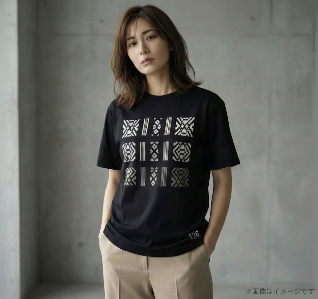 單色日本製造印花圖案T卹（黑色）