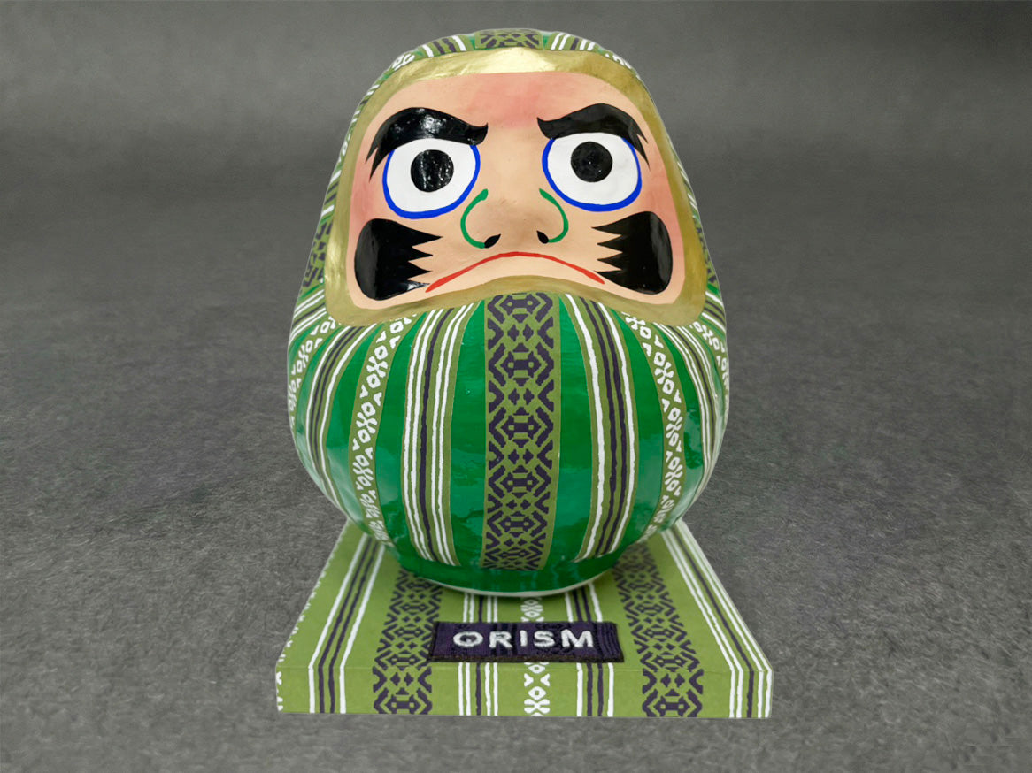 博多献上柄和紙装飾だるま(博多織ワッペン付台座セット)
