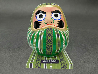 博多献上柄和紙装飾だるま(博多織ワッペン付台座セット)