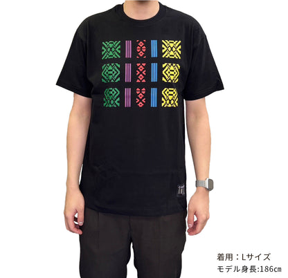 カラー献上柄入り日本製T-SHIRTS　黒