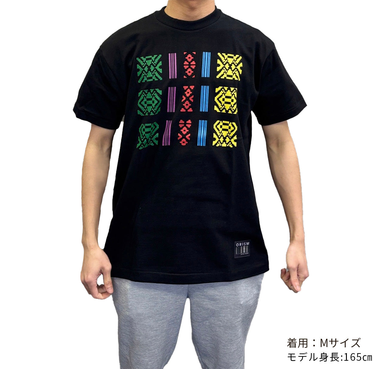 カラー献上柄入り日本製T-SHIRTS　黒