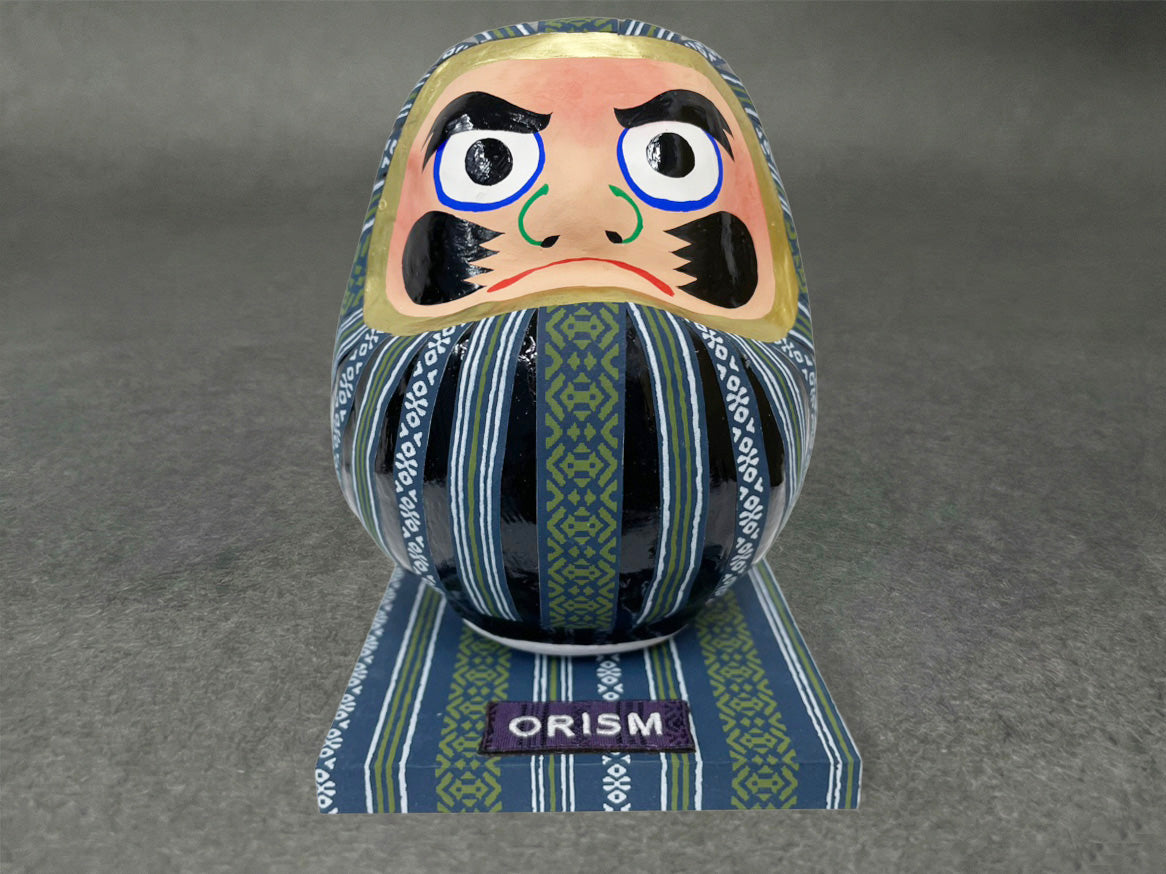 博多献上柄和紙装飾だるま(博多織ワッペン付台座セット)