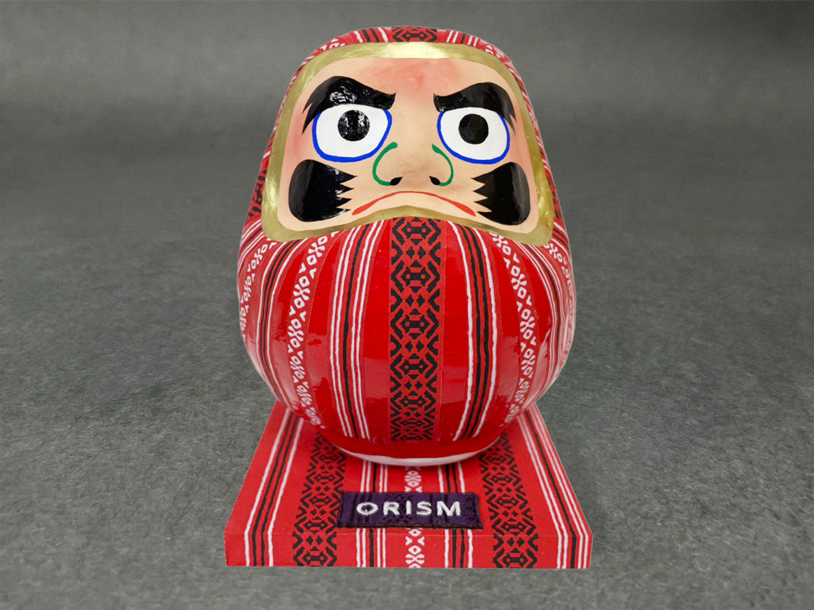 博多献上柄和紙装飾だるま(博多織ワッペン付台座セット)