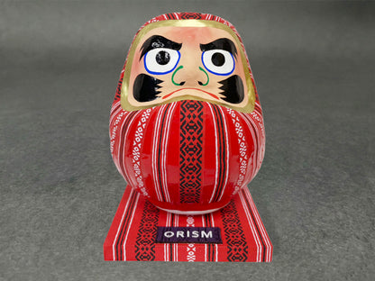 博多献上柄和紙装飾だるま(博多織ワッペン付台座セット)