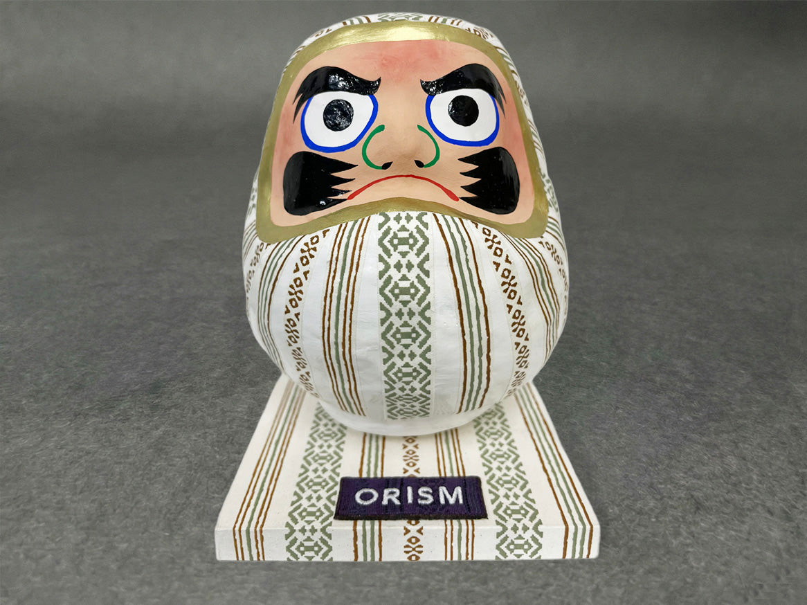 博多献上柄和紙装飾だるま(博多織ワッペン付台座セット)