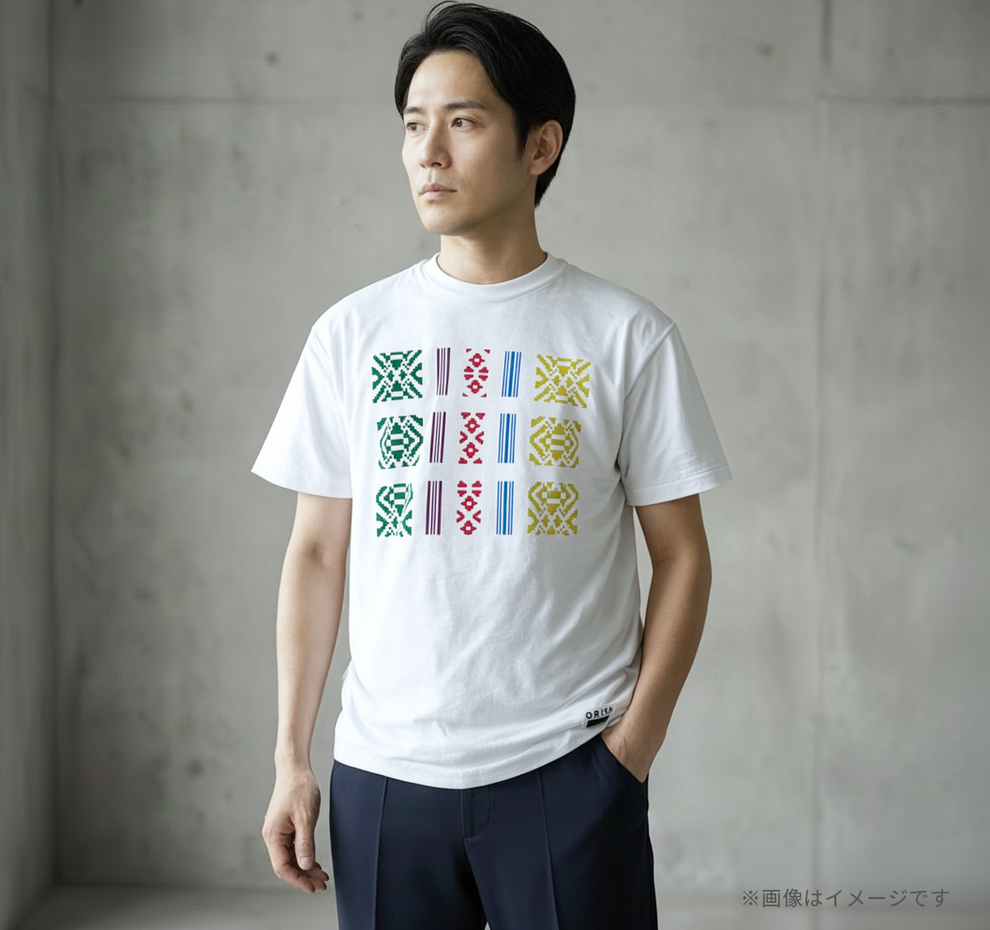 ORISM × 久米繊維工業 日本製 献上柄T-SHIRTS （白・カラー）