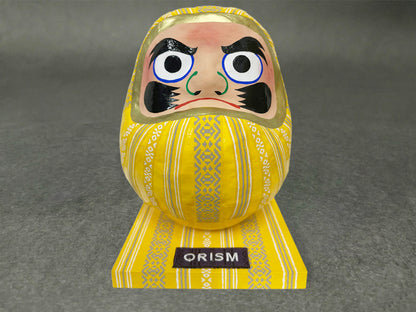 博多献上柄和紙装飾だるま(博多織ワッペン付台座セット)