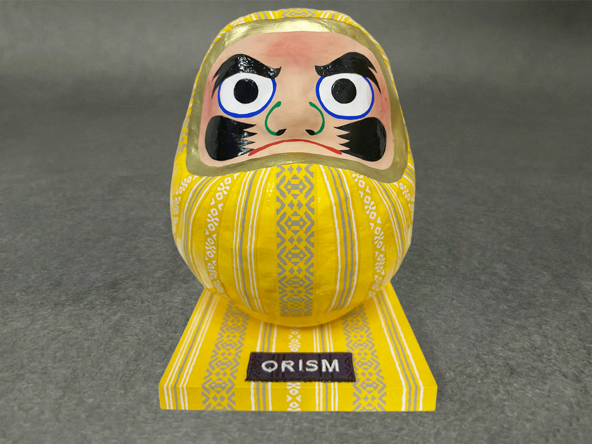 博多献上柄和紙装飾だるま(博多織ワッペン付台座セット)